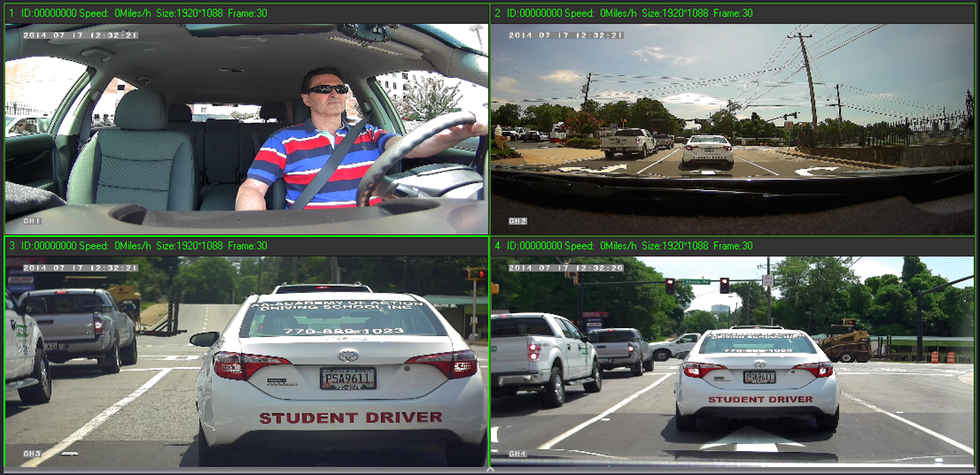 Camera Test Student Driver, #1-2.8mm camera, #2-2.8mm camera, #3-12mm Stop Arm Camera, #4-8mm camera